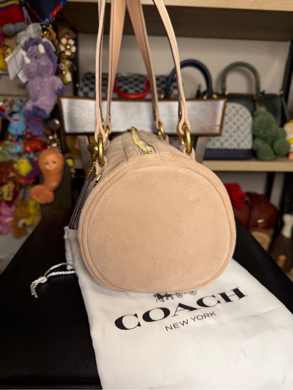 Coach Nuage Pink Suede Barrel Bag - Picture 4 of 6